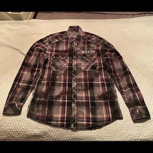 EUC Long sleeve snap button Affliction dress shirt